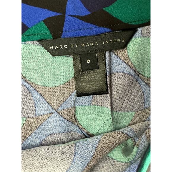 Marc by Marc Jacobs Skirt Green Blue Geometric Print Straight Skirt Size 8 NWT - Picture 7 of 7